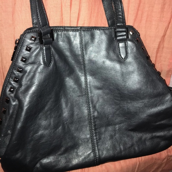 DKNY Leather Black Stud Tote Bag - Picture 3 of 5